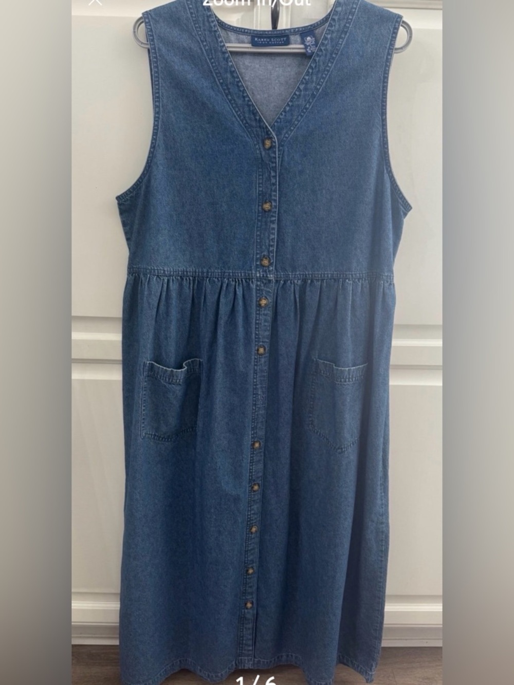 Karen Scott Blue Sleeveless Denim Button-Front Dress 100% cotton